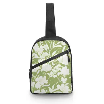 Зеленые жаккардовые рюкзаки через плечо, Дорожная сумка-Мессенджер, Нагрудный ремень, сумка через плечо, уличные сумки через плечо на шее Изображение