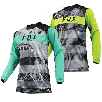 Мужская футболка MTB, Джерси для мотоцикла BATFOX, Джерси для горного Велосипеда, Рубашка для мотокросса, Быстросохнущая Футболка с длинным рукавом для скоростного спуска Изображение