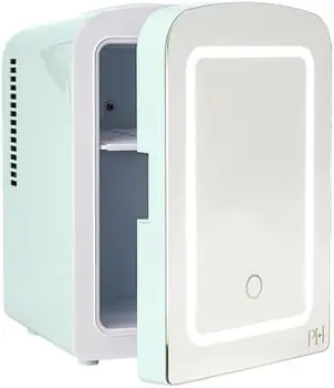 Холодильник и косметичка для личной гигиены, зеркальная дверца с регулируемой яркостью светодиодов, термоэлектрическая функция охлаждения и обогрева для Изображение