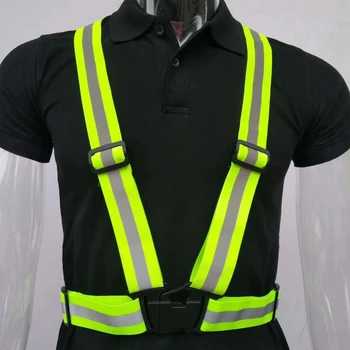 Выделите светоотражающие ремни для безопасности ночной работы, Бега, езды на велосипеде, светоотражающий жилет, высокая видимость, светоотражающая защитная куртка Изображение