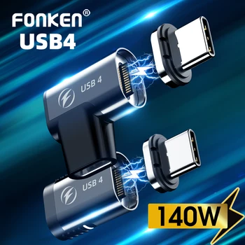 Магнитный Кабельный разъем Fonken Usb Type C 8K @ 60Hz 140 Вт 40 Гбит/с От USB C До Type C Быстрая Зарядка Передача данных OTG Адаптер USB4.0 Изображение