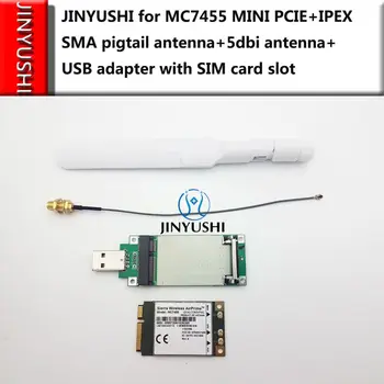Sierra MC7455 MINI PCIE + USB-адаптер MINI PCIE + антенна IPEX SMA с косичкой + SMA-антенна 5dbi LTE CAT6 + GNSS Изображение