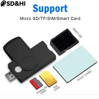 Смарт-внешний кард-ридер USB 2.0 SIM-карта TF Smart Memory Card Reader Адаптер Флэш-накопитель Cardreader Адаптер для компьютера Изображение