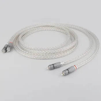 Аналоговый кабель Hi End 8AG RCA OCC, посеребренный Соединительный кабель, Аудио-видео удлинитель с посеребренным разъемом RCA Изображение