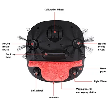 Робот-пылесос Подметальный пылесос Mop Пылесос 3 в 1 Влажный сухой пылесос для дома (черный штекер EU) Изображение