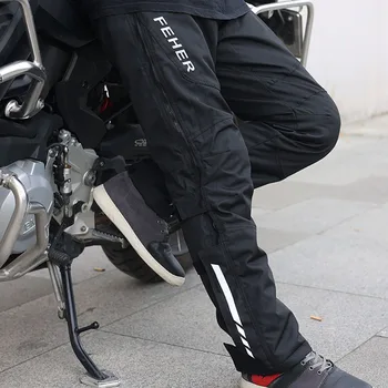 Мотоциклетные Быстросъемные брюки Зимние Теплые и утолщенные Мотоциклетные брюки Со Светоотражающей двойной молнией, Защитные брюки CE Изображение
