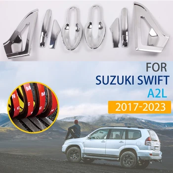 1 Комплект для Suzuki Swift A2L 2017 2018 2019 2020 2021 2022 2023 Роскошная Хромированная Дверная Ручка, Накладка, Защита, Автомобильные Аксессуары Изображение