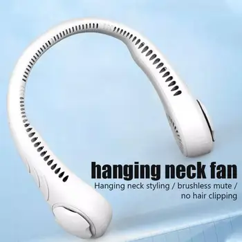 Портативный вентилятор на шее USB Перезаряжаемый Мини Ленивый кулер без лопастей на шее, Носимый вентилятор охлаждения на шее для домашнего офиса на открытом воздухе Изображение