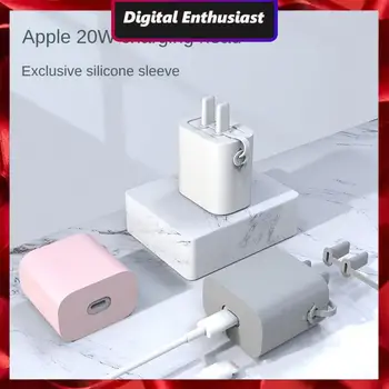Силиконовая прочная защита для зарядной головки для Apple Black Защита от укуса головки кабеля передачи данных, устойчивая к пятнам, рассеивающая тепло лампа Изображение