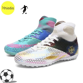 Hniadia Soccer Shoes Football Boots Huteira Campo Бутсы Zapatos De Fútbol Футбольные Youth Adult Sky FG/TF Изображение