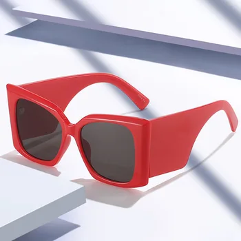Модные солнцезащитные очки большого размера, брендовые дизайнерские ретро квадратные солнцезащитные очки, мужские и женские солнцезащитные очки в большой оправе с коробками Изображение