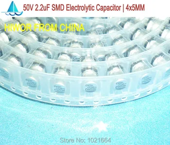 (100 шт./лот) (Электролитические конденсаторы|SMD) 2,2 мкФ 50 В SMD Алюминиевый электролитический конденсатор, размер: 4 мм * 5 мм Изображение