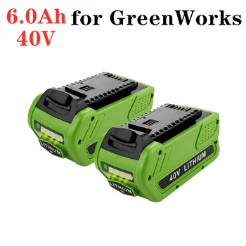 40 В 6.0Ah Сменная Литиевая батарея для 6000 мАч GreenWorks 29472 29462 Батарея G-MAX Электроинструмент 29252 20202 22262 25312 L50 Изображение