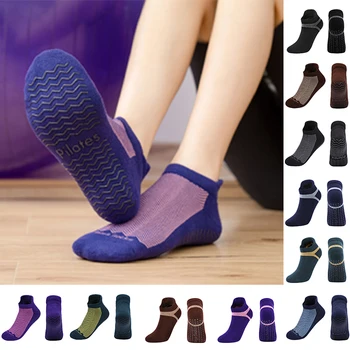Женские носки для пилатеса, нескользящие дышащие носки для йоги, Женские спортивные балетки для фитнеса Изображение