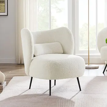 Односпальный диван из овечьей шерсти в скандинавском стиле, Современный органайзер, Белое Дизайнерское Кресло для отдыха, Эргономичная Итальянская мебель для спальни Изображение