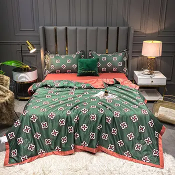 Роскошный Зеленый Комплект Постельных Принадлежностей Наволочка Full King Queen Twin Quilt Set Изображение