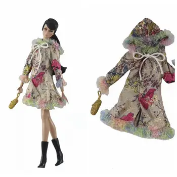 1/6 BJD куклы одежда мода цветочные толстовки куртки одежда для Барби сумочка теплое пальто зимнее платье куклы аксессуары детские игрушки Изображение