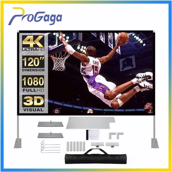 2K 4K 3D Full HD Складной Проекционный экран Портативный 100-дюймовый 120-дюймовый Набор проекционных экранов для Кемпинга на открытом воздухе Изображение