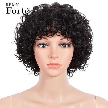Парик из вьющихся человеческих волос для женщин, Короткий Бразильский парик с волнистой стрижкой Пикси, парик 180% плотности, Короткие натуральные парики для мужчин Изображение