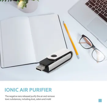 USB ионный Кислородный бар Освежитель Воздуха Очиститель Ионизатор Для ноутбука Черный + белый Изображение