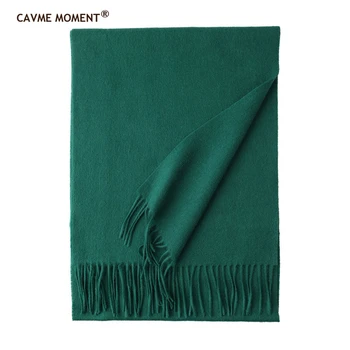 CAVME, 2 шт., 100% шерсть, классический однотонный теплый мягкий шарф, 190 см, 122 г Изображение