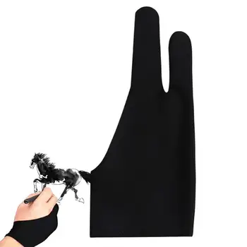 Антисенсорные Перчатки для дома, впитывающие пот Перчатки для телефона и планшета, двумя пальцами для графического стола для рисования, перчатки для правой и левой руки Изображение