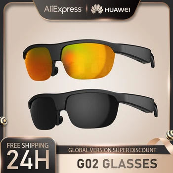 Умные очки Huawei G02, мужские и женские солнцезащитные очки, Беспроводные Bluetooth, спортивные громкой связи, музыка, уличные антисиневые очки Изображение