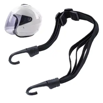 Ремешок для мотоциклетного шлема, ремешок для мотоциклетного шлема, черный бандажный шнур для мотоцикла, выдвижной эластичный ремешок с 2 крючками Изображение