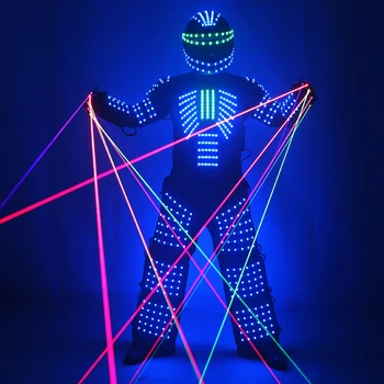 Светодиодный костюм Робота Одежда для роботов DJ Traje Party Show Светящиеся костюмы для выступления танцоров на вечеринке Фестиваль электронной музыки DJ Show Изображение