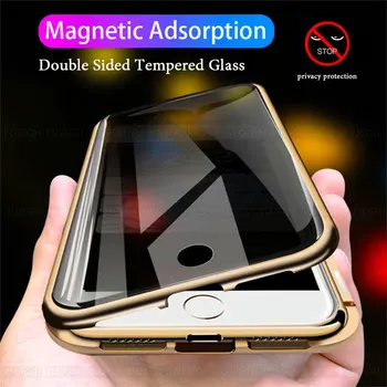 Высококачественный антишпионский защитный магнитный чехол на 360 ° для IPhone14 Plus, iPhone 14 13 12 11 Pro Max, магнитный защитный стеклянный чехол для телефона Изображение