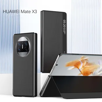 Флип-чехлы Smart View для Huawei Mate X3 Case Luxury Business с Противоударным Держателем из Искусственной Кожи, Магнитная крышка для Matex3 Shell Funda Изображение