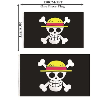 флаг из 2 предметов 90x150 см, флаг с черепом обезьяны Д. Луффи Ророноа Зоро Изображение