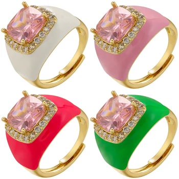 ZHUKOU, Открывающее кольцо с розовым цирконием, Романтическое кольцо с большим камнем, Модные женские кольца принцессы, ювелирные изделия оптом, VJ414 Изображение