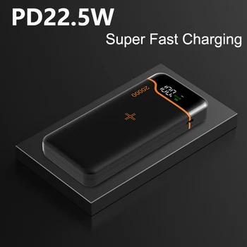 Беспроводное зарядное устройство Qi емкостью 20000 мАч Power Bank для iPhone 13 12 11 Pro Samsung Huawei Xiaomi Poverbank PD 22,5 Вт с быстрой зарядкой Powerbank Изображение