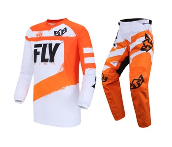 Бесплатная доставка, Комбинированный комплект из Оранжевой Майки Fly Fish и брюк MX ATV BMX MTB, снаряжение для верховой езды, набор для мотокросса, байка Изображение