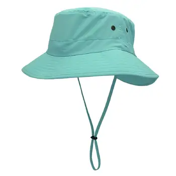 Connectyle Мужская Женская Легкая Сафари-шляпа UPF 50 + с широкими полями, Быстросохнущая Солнцезащитная шляпа, Женская Рыболовная шляпа с защитой от ультрафиолета, с ремешком, Крутая Изображение