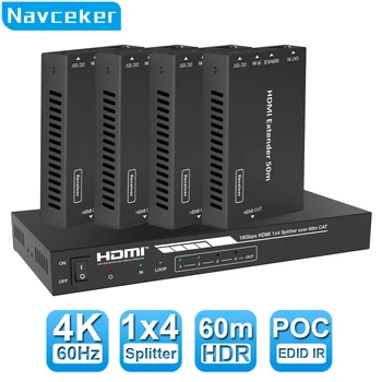 4K 60Hz HDMI Splitter Extender 60m 1x4 1x8 HDMI UTP Extender Cat5e Cat6 1080P RJ45 HDMI Splitter extensor Передатчик Приемник Изображение