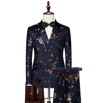 Бутик 6XL (блейзер + брюки) Элегантный модный простой деловой повседневный приталенный костюм-двойка в британском стиле Изображение