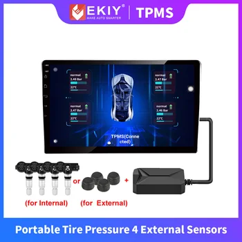 EKIY USB TPMS Система Контроля давления в Шинах для Автомобильной Радионавигации Внутренние Внешние Датчики Шин Система Мониторинга Сигнализации Изображение
