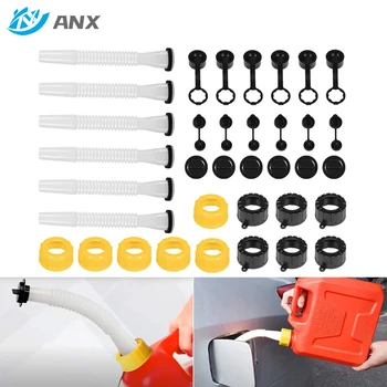 ANX 6 комплектов Комплект для замены крышки носика канистры для газового топлива с прокладкой, пробкой, колпачком, вентиляционной пробкой, аксессуарами для лодки (36 шт.) Изображение