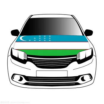 Флаги Узбекистана, флаги на крышке капота автомобиля, 3,3x5ft / 5x7ft, 100% полиэстер, баннер на капоте автомобиля Изображение