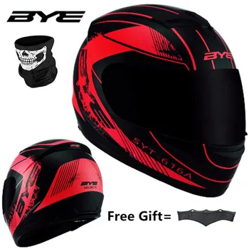 Глянцевый красно-черный взрослый полнолицевый шлем Мотоциклетные шлемы Винтажный мотоцикл для мотокросса Vespa со снятым шейным платком CE Изображение