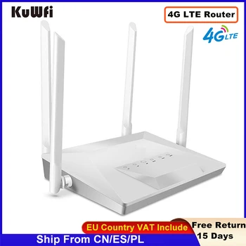 KuWFi 4G LTE Маршрутизатор 300 Мбит/с Беспроводная Точка Доступа CPE Разблокированный CAT4 4G WiFi Маршрутизатор с внешней антенной Слот для SIM-карты 2 WAN/LAN RJ45 Изображение