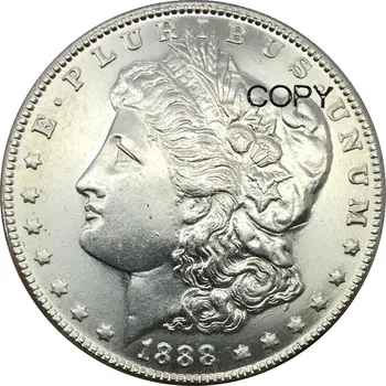 Соединенные Штаты Америки 1888 года выпуска 1 Доллар Морган Доллар Мельхиоровые монеты с серебряным покрытием Изображение