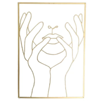 Золотое настенное искусство, однострочная Современная абстрактная женская сексуальная форма тела, Уникальное настенное искусство, акриловый декор стен для спальни Дома Изображение