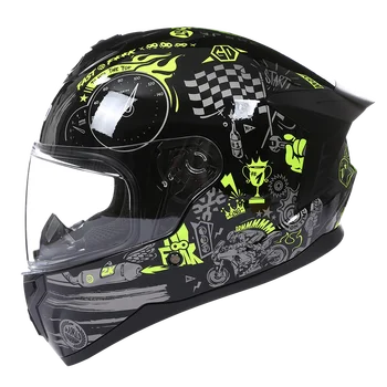 Профессиональный Персонализированный Мотоциклетный Шлем с Полным Лицом, Внутренняя Солнцезащитная Линза, Гоночный Шлем с Открытым Лицом, Флип-Ап, Casco Moto Dot, Одобренный ЕЭК Изображение