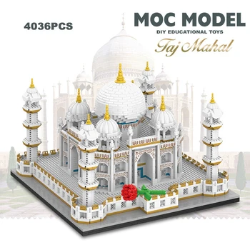 4036 шт. мини строительные блоки MOC city Тадж Махал всемирно известная архитектура миниатюрная модель Индия строительные блоки креативный набор cit Изображение