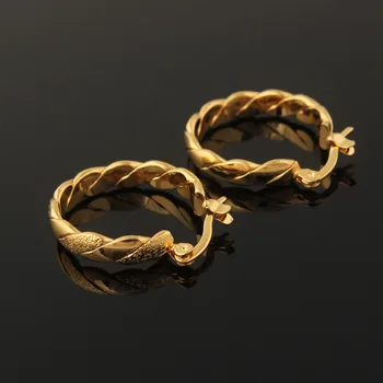 Высококачественные Серьги для женщин, красивое украшение, золотые серьги-кольца с обмоткой, модные ювелирные изделия Изображение