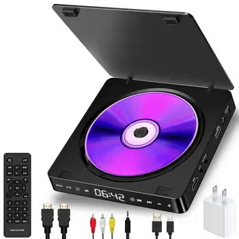 Портативные проигрыватели DVD Для CD/DVD-дисков Компактный DVD-плеер Поддерживает 1080P Full HD Содержит пульт дистанционного управления Подходит для телевизора или Изображение