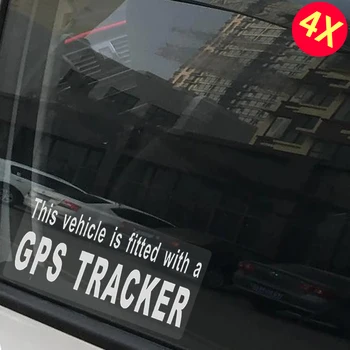4x, оснащенные GPS-трекером, наклейкой на внутреннее окно, белой на прозрачном автомобильном фургоне, грузовике, такси, мини-кабине, предупреждающие знаки Изображение